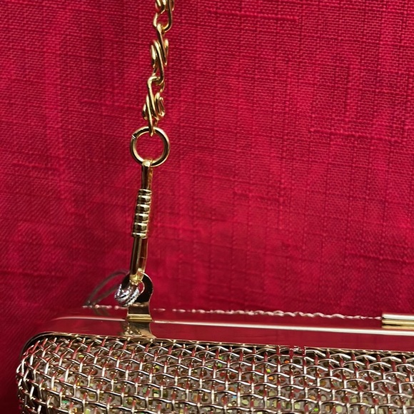 Women’s Gorgeous Gold Purse with white sparkle Tiny Stones Embedded. NWOT - Picture 5 of 14